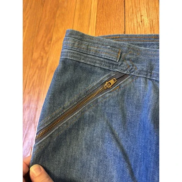 Vintage 70s miss h.i.s His Wide Leg Jeans Zipper Front High Rise Denim 28 X 35 - Picture 4 of 12
